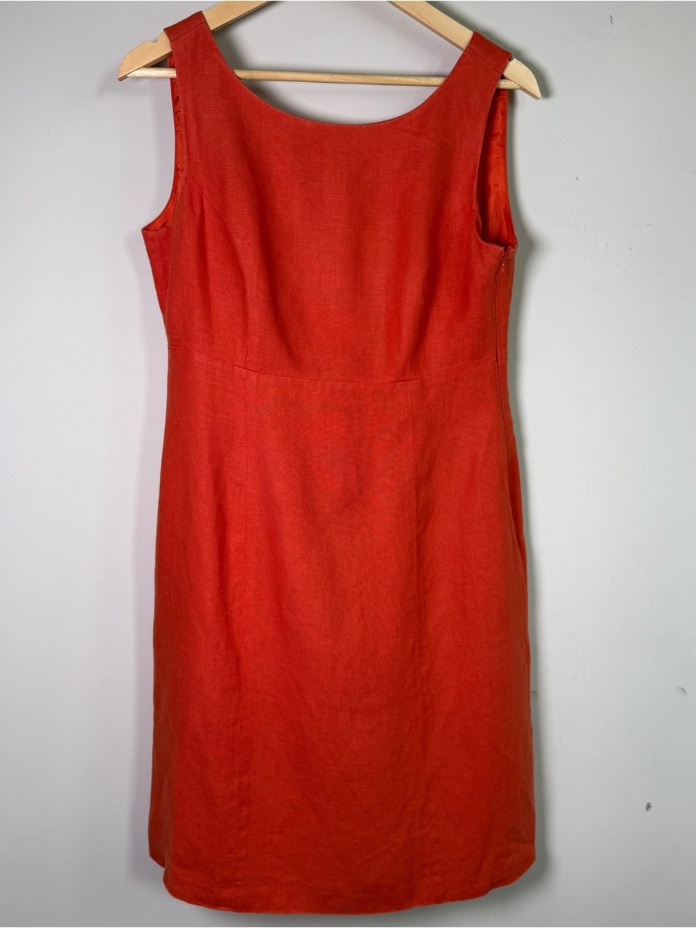 Vintage Talbots Orange Irish Linen Sleeveless Shift Dress Coastal Vacation 8 - Picture 2 of 8